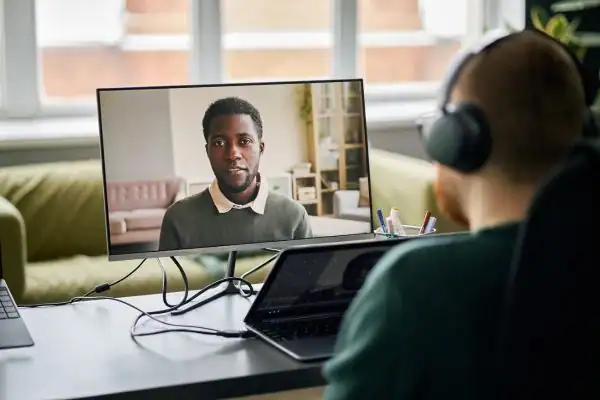 Man attending online mediation Hertford MIAMS session